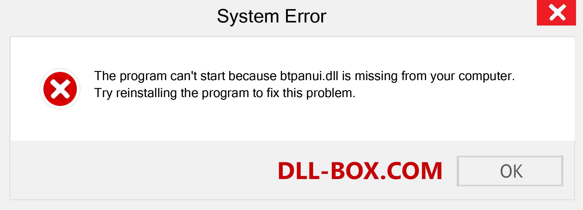 btpanui.dll file is missing?. Download for Windows 7, 8, 10 - Fix  btpanui dll Missing Error on Windows, photos, images